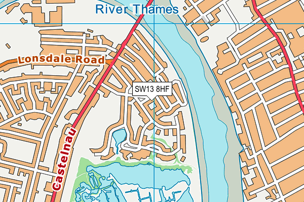 SW13 8HF map - OS VectorMap District (Ordnance Survey) SW13 8HF map - OS VectorMap District (Ordnance Survey)