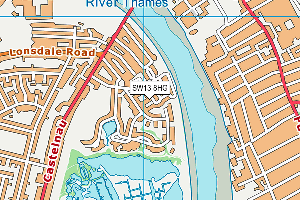 SW13 8HG map - OS VectorMap District (Ordnance Survey) SW13 8HG map - OS VectorMap District (Ordnance Survey)