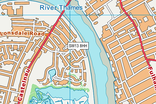 SW13 8HH map - OS VectorMap District (Ordnance Survey) SW13 8HH map - OS VectorMap District (Ordnance Survey)