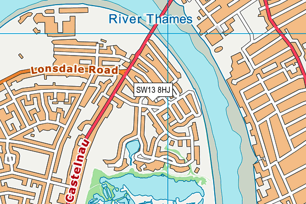 SW13 8HJ map - OS VectorMap District (Ordnance Survey) SW13 8HJ map - OS VectorMap District (Ordnance Survey)
