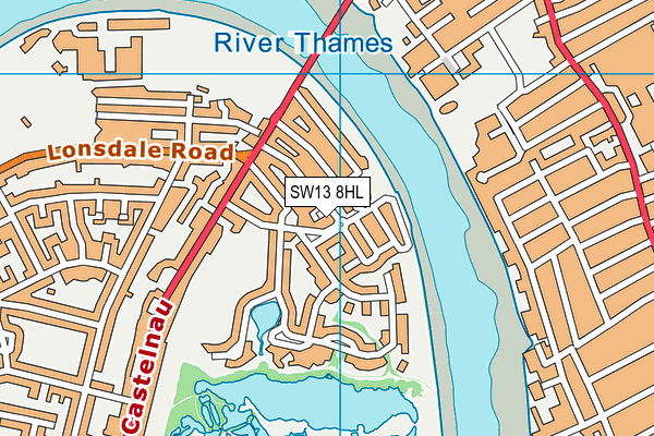 SW13 8HL map - OS VectorMap District (Ordnance Survey) SW13 8HL map - OS VectorMap District (Ordnance Survey)