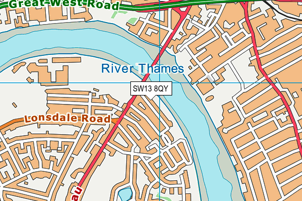 SW13 8QY map - OS VectorMap District (Ordnance Survey) SW13 8QY map - OS VectorMap District (Ordnance Survey)