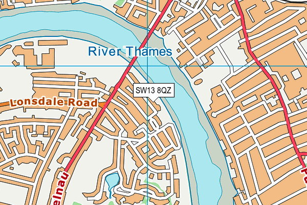 SW13 8QZ map - OS VectorMap District (Ordnance Survey) SW13 8QZ map - OS VectorMap District (Ordnance Survey)