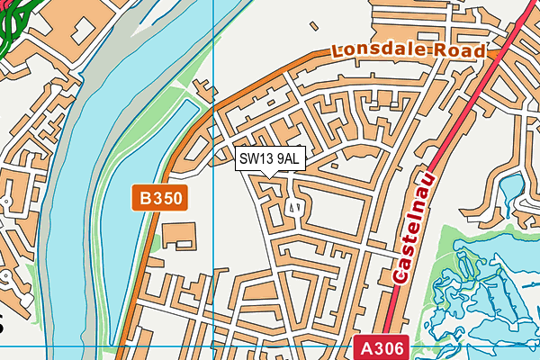 SW13 9AL map - OS VectorMap District (Ordnance Survey) SW13 9AL map - OS VectorMap District (Ordnance Survey)