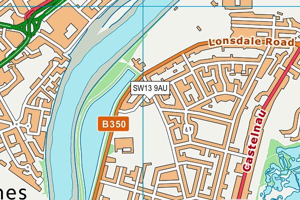 SW13 9AU map - OS VectorMap District (Ordnance Survey) SW13 9AU map - OS VectorMap District (Ordnance Survey)