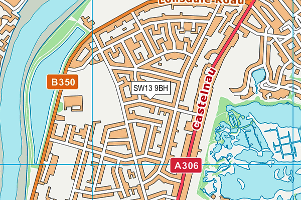 SW13 9BH map - OS VectorMap District (Ordnance Survey) SW13 9BH map - OS VectorMap District (Ordnance Survey)