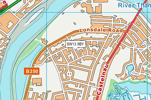 SW13 9BY map - OS VectorMap District (Ordnance Survey) SW13 9BY map - OS VectorMap District (Ordnance Survey)