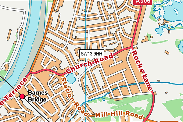SW13 9HH map - OS VectorMap District (Ordnance Survey) SW13 9HH map - OS VectorMap District (Ordnance Survey)