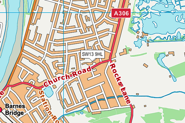 SW13 9HL map - OS VectorMap District (Ordnance Survey) SW13 9HL map - OS VectorMap District (Ordnance Survey)