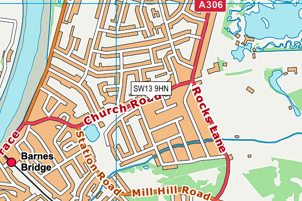 SW13 9HN map - OS VectorMap District (Ordnance Survey) SW13 9HN map - OS VectorMap District (Ordnance Survey)