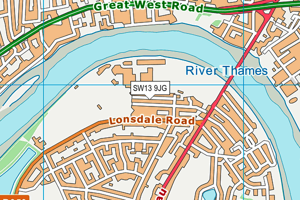 SW13 9JG map - OS VectorMap District (Ordnance Survey) SW13 9JG map - OS VectorMap District (Ordnance Survey)