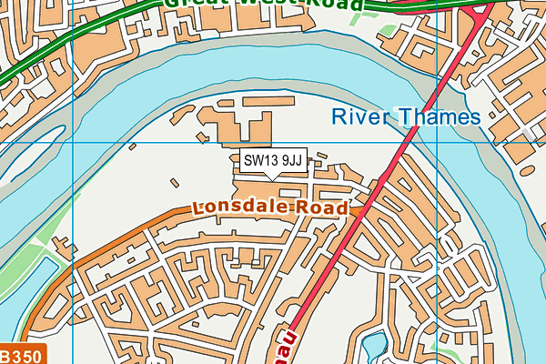 SW13 9JJ map - OS VectorMap District (Ordnance Survey) SW13 9JJ map - OS VectorMap District (Ordnance Survey)