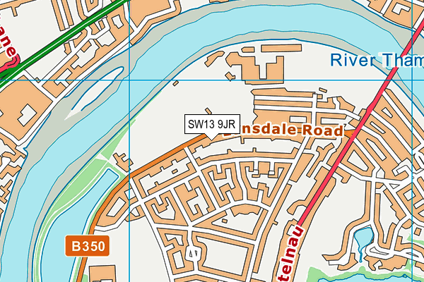 SW13 9JR map - OS VectorMap District (Ordnance Survey) SW13 9JR map - OS VectorMap District (Ordnance Survey)