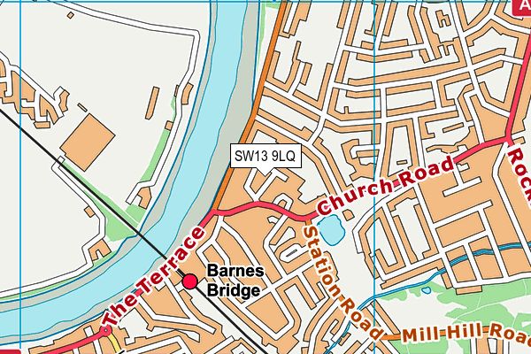 SW13 9LQ map - OS VectorMap District (Ordnance Survey) SW13 9LQ map - OS VectorMap District (Ordnance Survey)