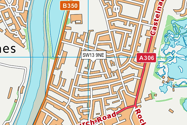 SW13 9NE map - OS VectorMap District (Ordnance Survey) SW13 9NE map - OS VectorMap District (Ordnance Survey)