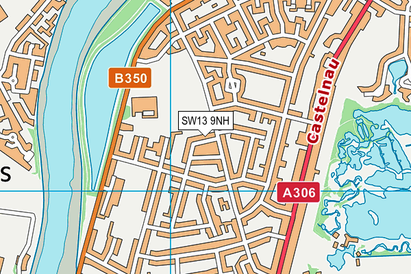 SW13 9NH map - OS VectorMap District (Ordnance Survey) SW13 9NH map - OS VectorMap District (Ordnance Survey)