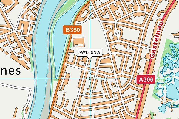 SW13 9NW map - OS VectorMap District (Ordnance Survey) SW13 9NW map - OS VectorMap District (Ordnance Survey)