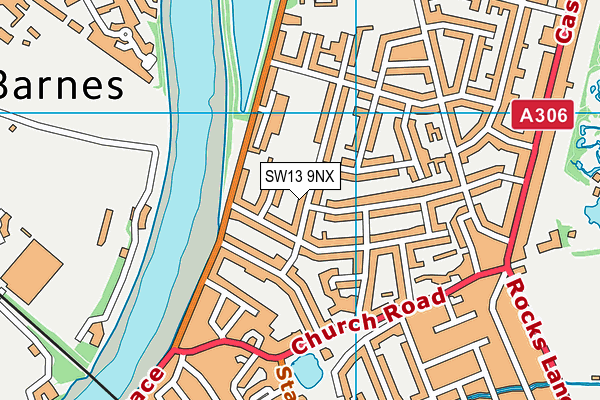 SW13 9NX map - OS VectorMap District (Ordnance Survey) SW13 9NX map - OS VectorMap District (Ordnance Survey)