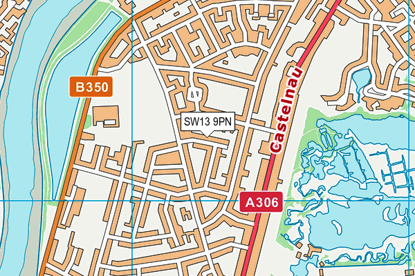 SW13 9PN map - OS VectorMap District (Ordnance Survey) SW13 9PN map - OS VectorMap District (Ordnance Survey)