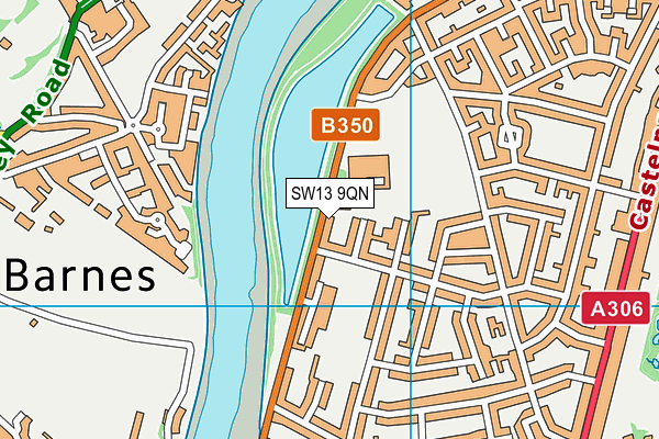 SW13 9QN map - OS VectorMap District (Ordnance Survey) SW13 9QN map - OS VectorMap District (Ordnance Survey)