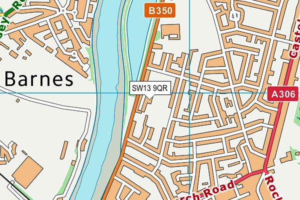 SW13 9QR map - OS VectorMap District (Ordnance Survey) SW13 9QR map - OS VectorMap District (Ordnance Survey)