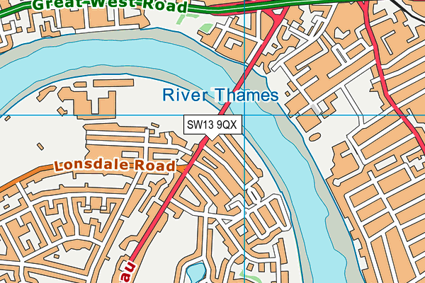 SW13 9QX map - OS VectorMap District (Ordnance Survey) SW13 9QX map - OS VectorMap District (Ordnance Survey)