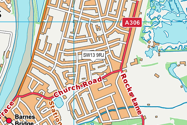 SW13 9RJ map - OS VectorMap District (Ordnance Survey) SW13 9RJ map - OS VectorMap District (Ordnance Survey)