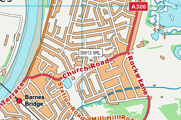 SW13 9RL map - OS VectorMap District (Ordnance Survey) SW13 9RL map - OS VectorMap District (Ordnance Survey)