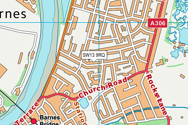 SW13 9RQ map - OS VectorMap District (Ordnance Survey) SW13 9RQ map - OS VectorMap District (Ordnance Survey)