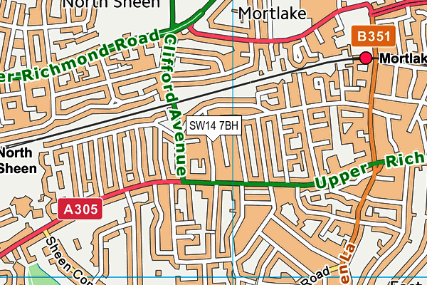 SW14 7BH map - OS VectorMap District (Ordnance Survey) SW14 7BH map - OS VectorMap District (Ordnance Survey)
