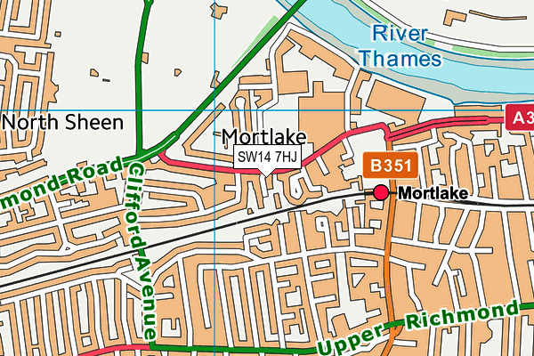 SW14 7HJ map - OS VectorMap District (Ordnance Survey) SW14 7HJ map - OS VectorMap District (Ordnance Survey)