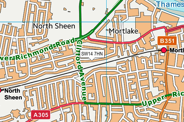 SW14 7HN map - OS VectorMap District (Ordnance Survey) SW14 7HN map - OS VectorMap District (Ordnance Survey)