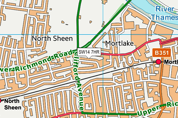 SW14 7HR map - OS VectorMap District (Ordnance Survey) SW14 7HR map - OS VectorMap District (Ordnance Survey)