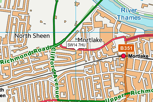 SW14 7HU map - OS VectorMap District (Ordnance Survey)