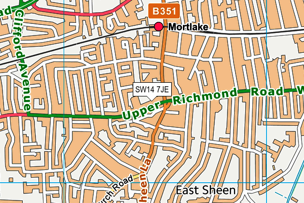 SW14 7JE map - OS VectorMap District (Ordnance Survey) SW14 7JE map - OS VectorMap District (Ordnance Survey)