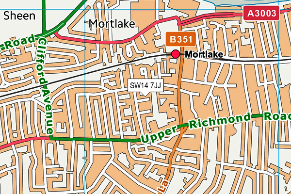 SW14 7JJ map - OS VectorMap District (Ordnance Survey) SW14 7JJ map - OS VectorMap District (Ordnance Survey)