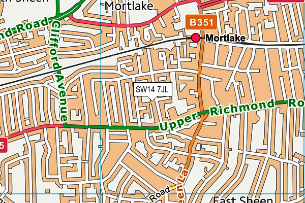 SW14 7JL map - OS VectorMap District (Ordnance Survey) SW14 7JL map - OS VectorMap District (Ordnance Survey)