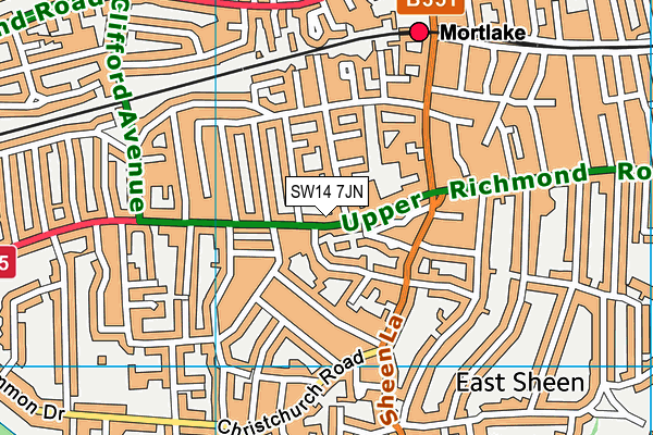 SW14 7JN map - OS VectorMap District (Ordnance Survey) SW14 7JN map - OS VectorMap District (Ordnance Survey)