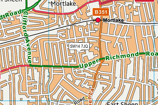 SW14 7JQ map - OS VectorMap District (Ordnance Survey) SW14 7JQ map - OS VectorMap District (Ordnance Survey)