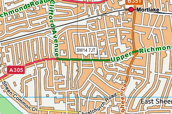 SW14 7JT map - OS VectorMap District (Ordnance Survey) SW14 7JT map - OS VectorMap District (Ordnance Survey)