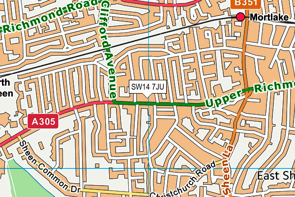 SW14 7JU map - OS VectorMap District (Ordnance Survey) SW14 7JU map - OS VectorMap District (Ordnance Survey)