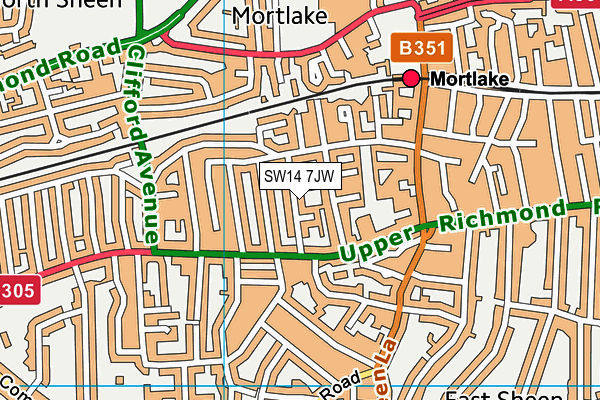 SW14 7JW map - OS VectorMap District (Ordnance Survey) SW14 7JW map - OS VectorMap District (Ordnance Survey)