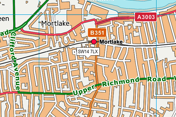 SW14 7LX map - OS VectorMap District (Ordnance Survey)