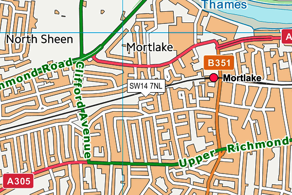 SW14 7NL map - OS VectorMap District (Ordnance Survey) SW14 7NL map - OS VectorMap District (Ordnance Survey)