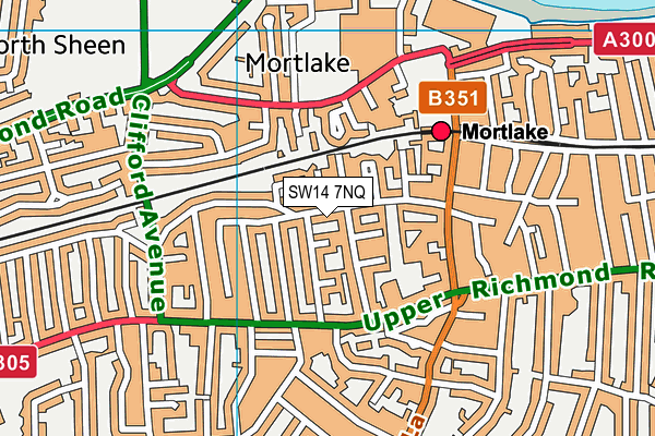 SW14 7NQ map - OS VectorMap District (Ordnance Survey) SW14 7NQ map - OS VectorMap District (Ordnance Survey)
