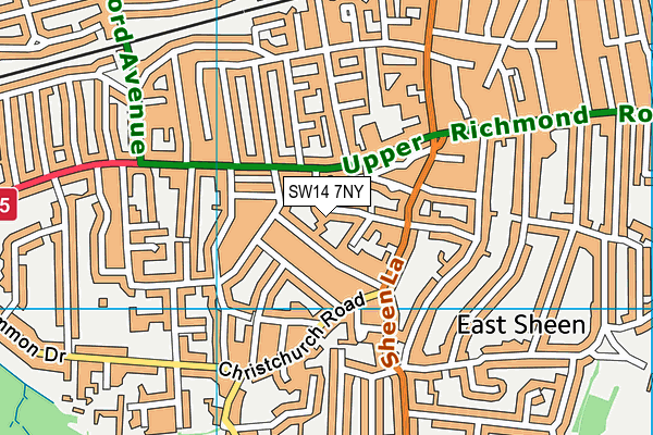 SW14 7NY map - OS VectorMap District (Ordnance Survey) SW14 7NY map - OS VectorMap District (Ordnance Survey)