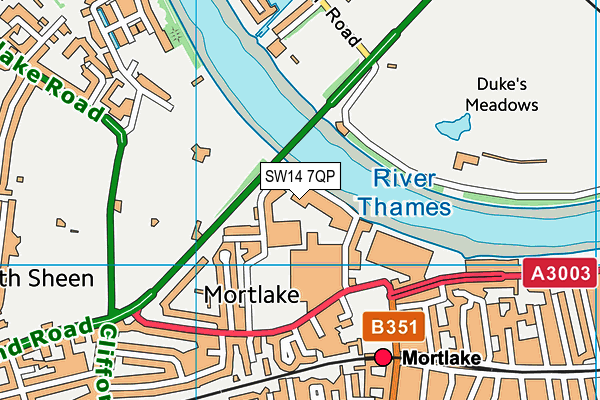 SW14 7QP map - OS VectorMap District (Ordnance Survey) SW14 7QP map - OS VectorMap District (Ordnance Survey)
