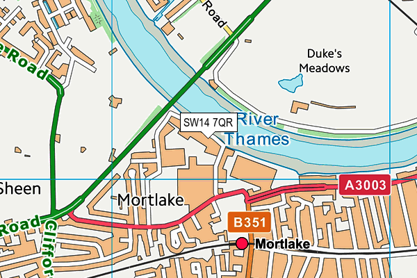 SW14 7QR map - OS VectorMap District (Ordnance Survey)