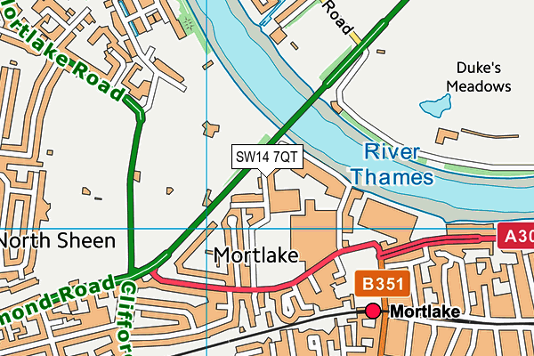 SW14 7QT map - OS VectorMap District (Ordnance Survey) SW14 7QT map - OS VectorMap District (Ordnance Survey)
