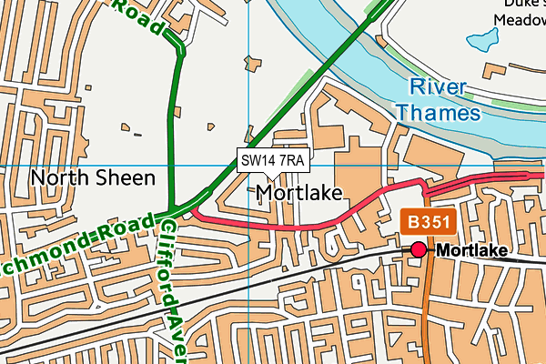 SW14 7RA map - OS VectorMap District (Ordnance Survey) SW14 7RA map - OS VectorMap District (Ordnance Survey)